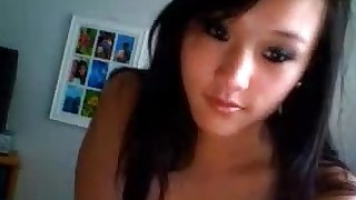 amateur asian bedroom brunette masturbation shaved pussy small tits tan lines teen webcam