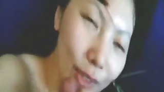 amateur asian blowjob cumshot girlfriend glasses pov