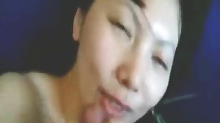 amateur asian blowjob cumshot girlfriend glasses pov